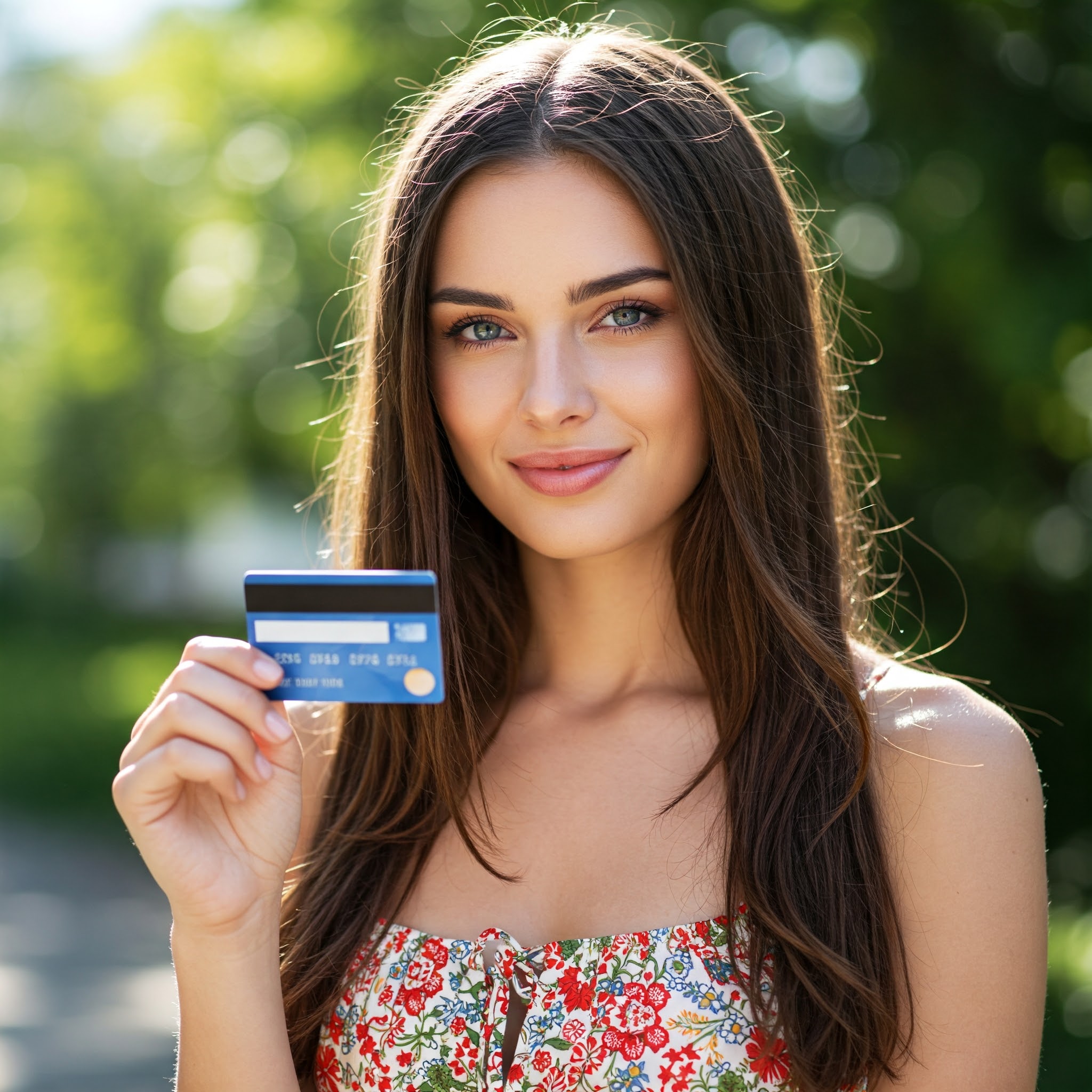 Cliente feliz com seu cartão da CAIXA